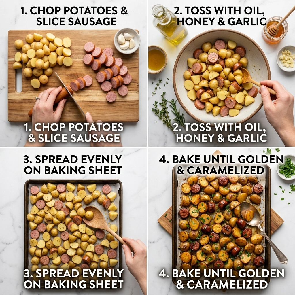 Easy Potato Sheet Pan and Honey Garlic Sausage: One-Pan Dinner Magic 12 Potato Sheet Pan and Honey Garlic Sausage
