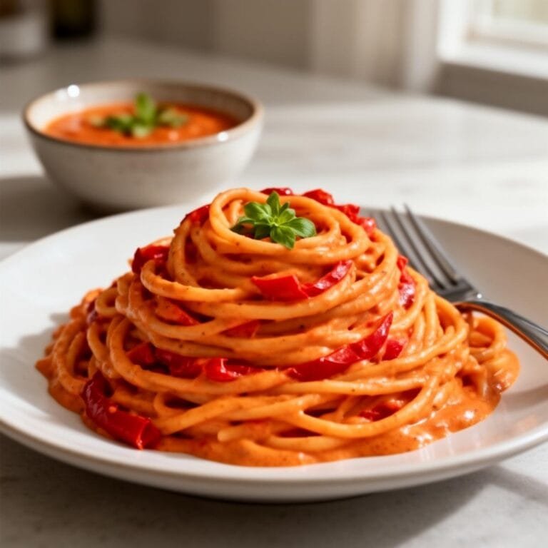 Easy Creamy Roasted Red Pepper Pasta recipe