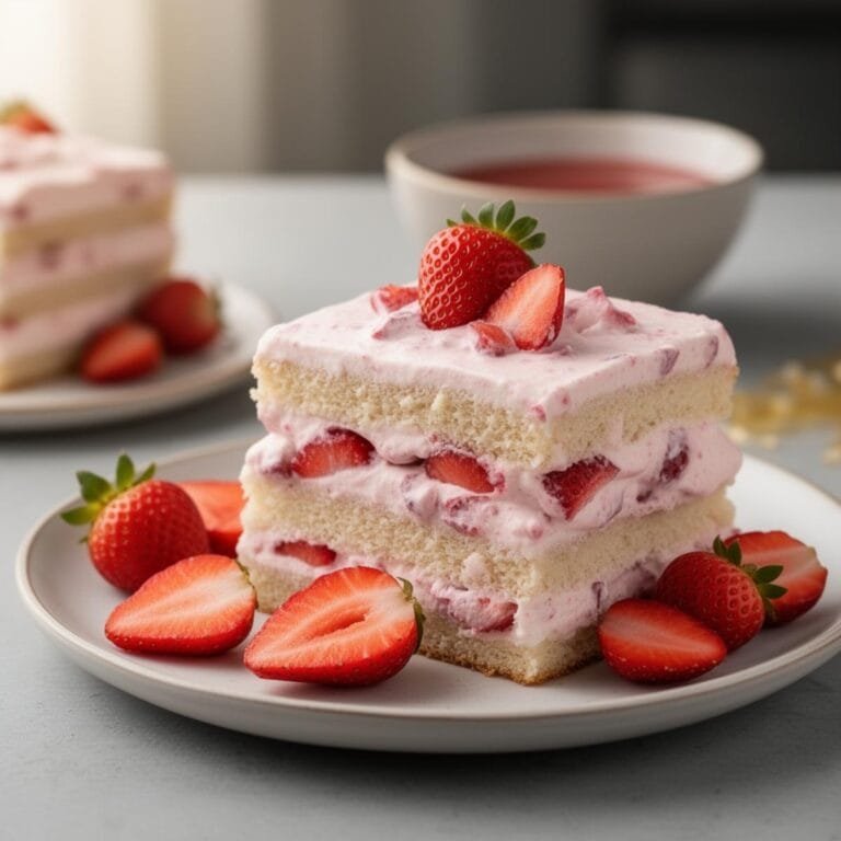 Easy Creamy Strawberry Honeybun Cake recipe
