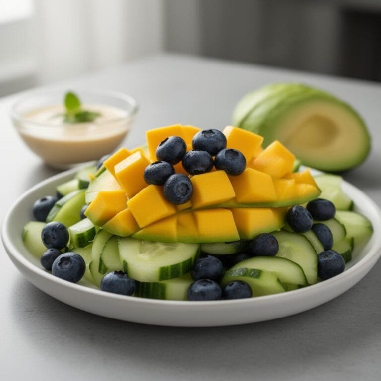 Easy Mango Cucumber Salad with Blueberries and Avocado recipe