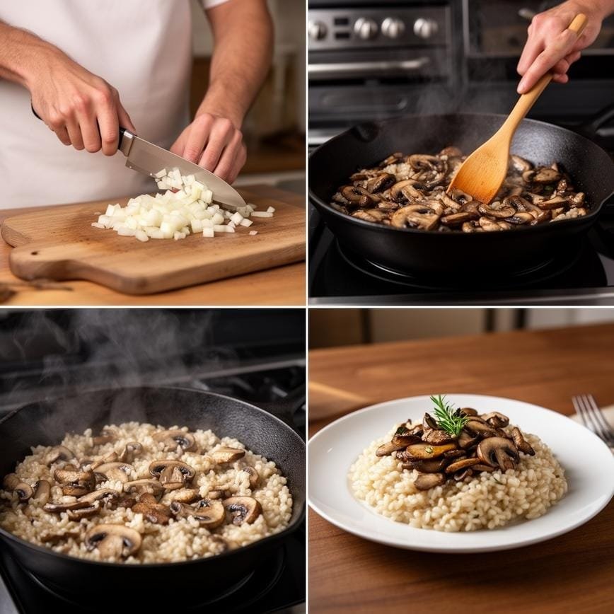 Mushroom Risotto with Risotto Tutorial: Perfect Meatless Main or Side 8 Steps