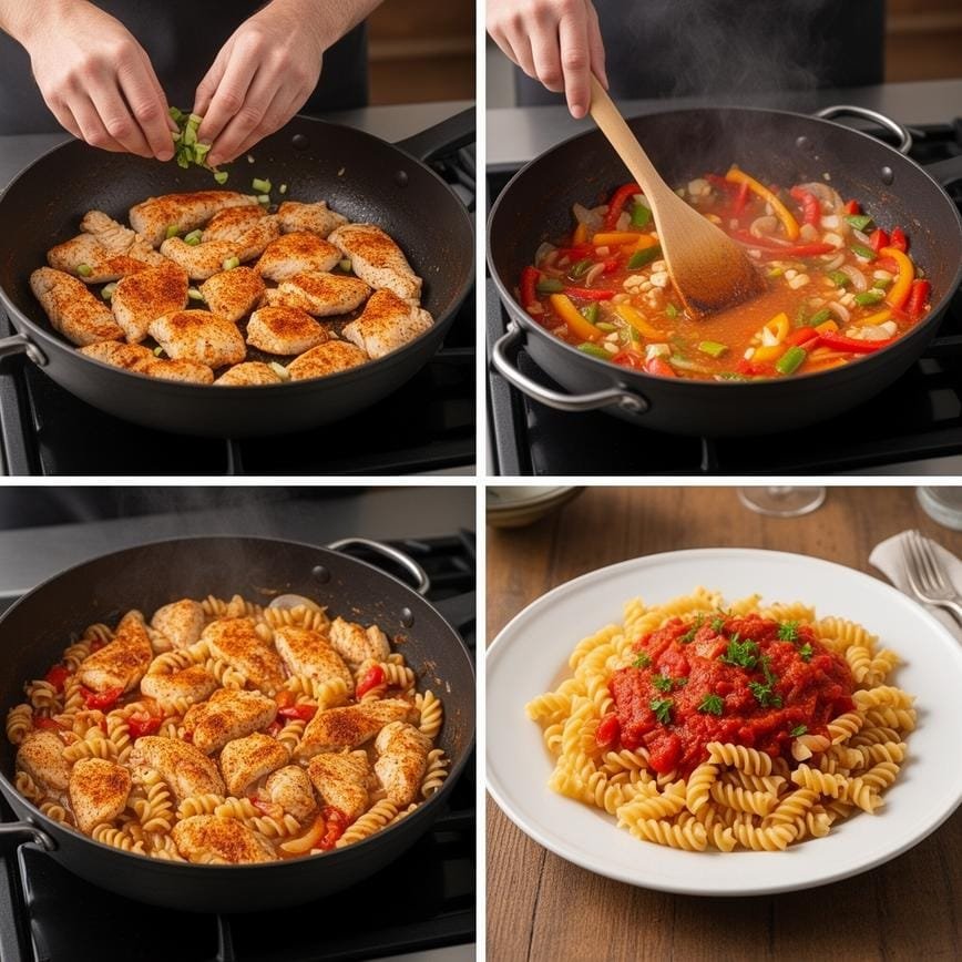 One Pot Cajun Chicken Pasta: A Spicy, Creamy Delight 8 Steps