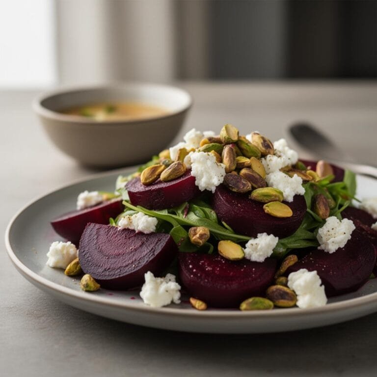 Easy Roasted Beet Salad with Pistachios and Goat Cheese recipe