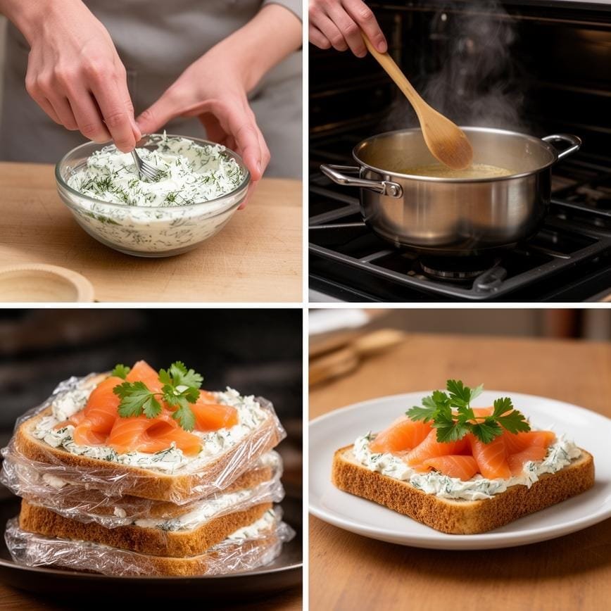 Smoked Salmon Cream Cheese Sandwiches: Easy Addition to Light Lunch 8 Steps