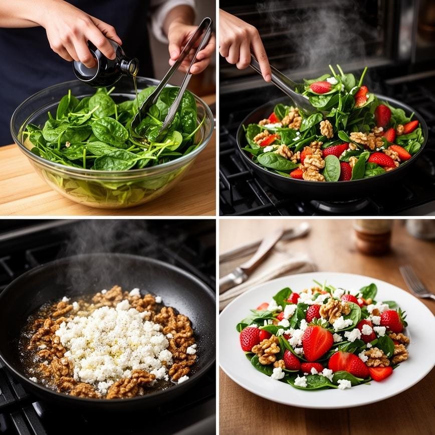 Strawberry Feta Spinach Salad: Easter Salad Ideas 8 Steps