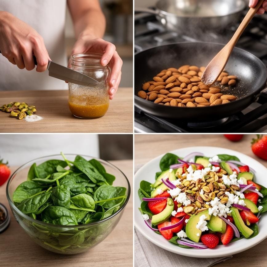 Strawberry Spinach Salad with Avocado: Best Salad Recipe 8 Steps