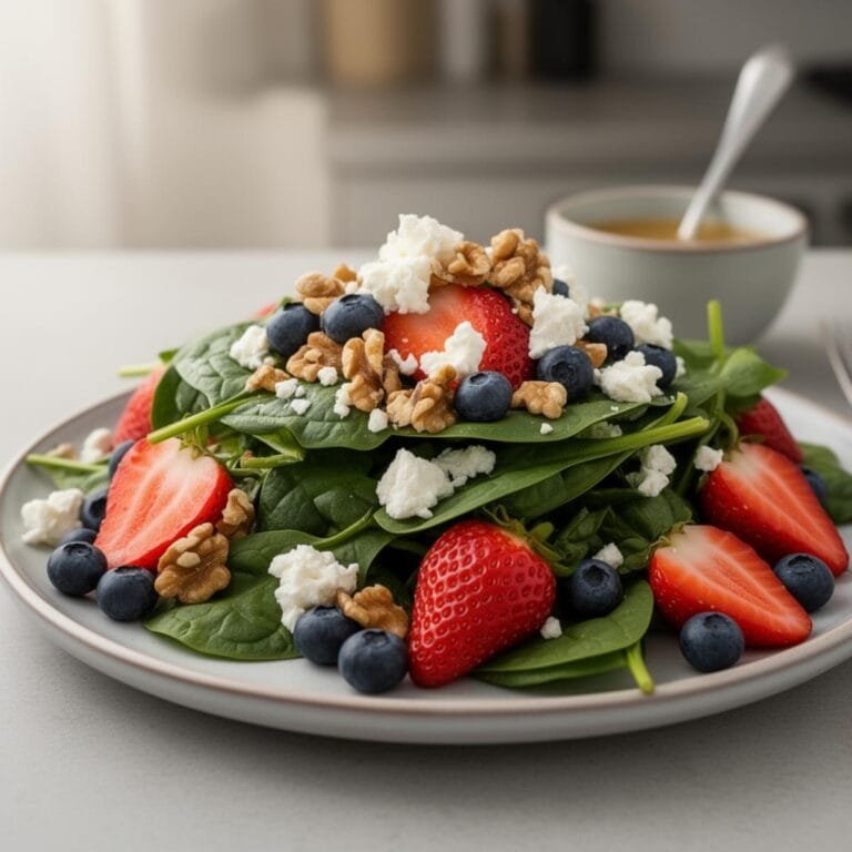 Easy Strawberry Spinach Salad with Blueberries recipe