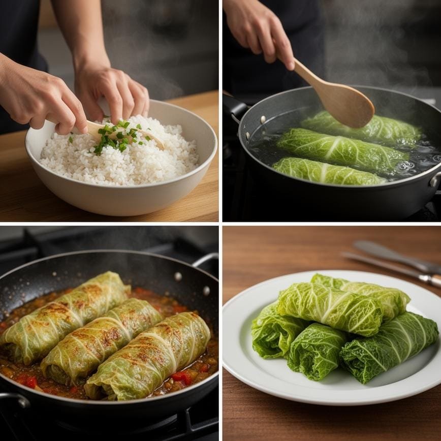 Vegan Cabbage Rolls: Asian-inspired Rolls 8 Steps