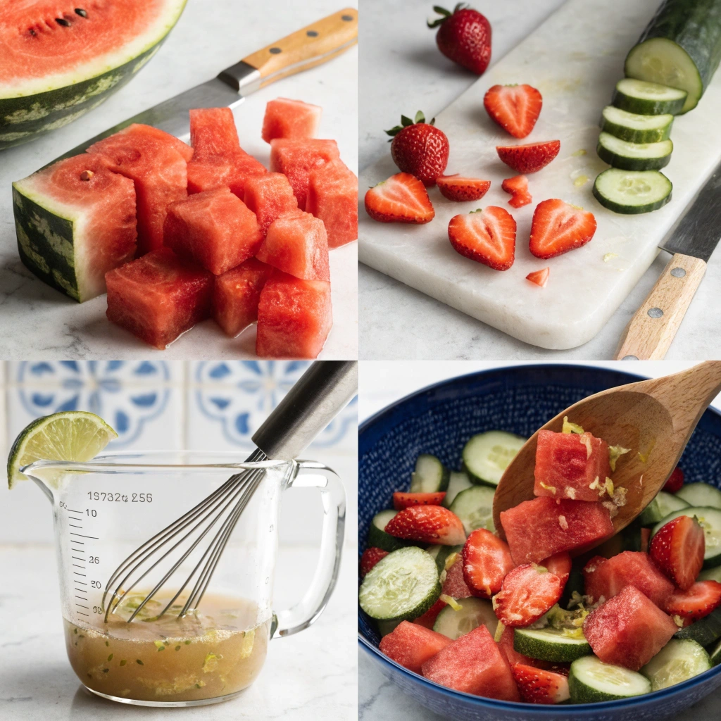 Watermelon Strawberry Feta & Mint Cucumber Salad 10 Watermelon Strawberry Feta