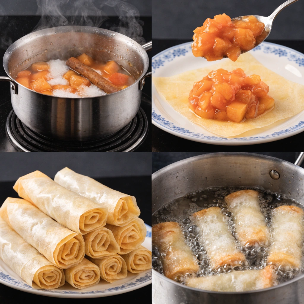 Peach Cobbler Egg Rolls