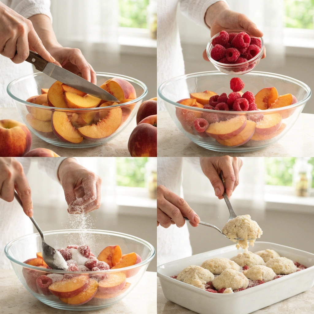 Peach and Raspberry Cobbler