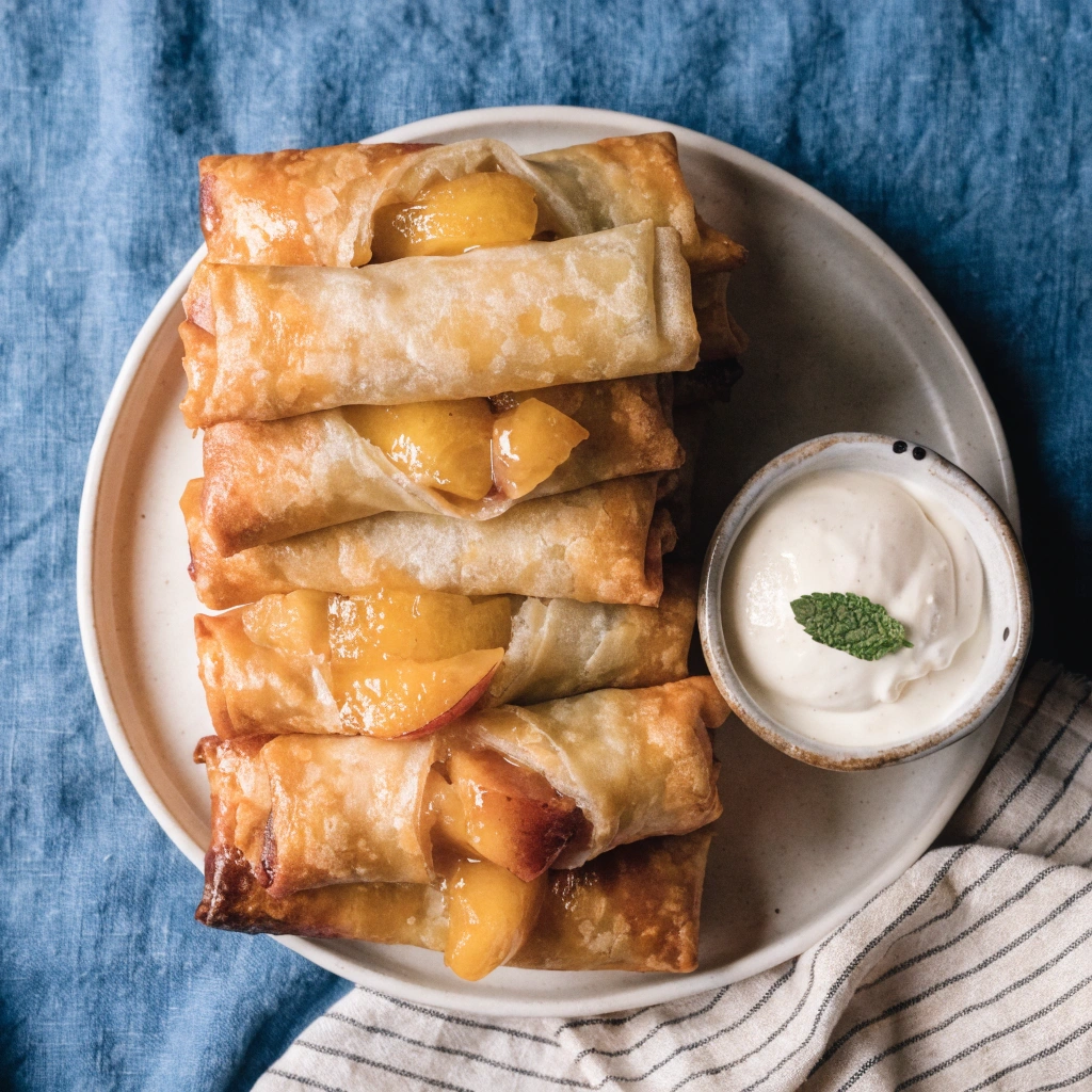 Peach Cobbler Egg Rolls