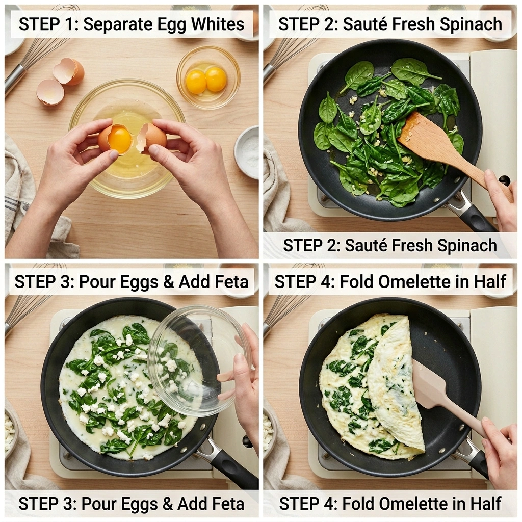 Egg White Omelette with Feta & Spinach: Best Low-Carb Breakfast 11 Egg White Omelette with Feta & Spinach