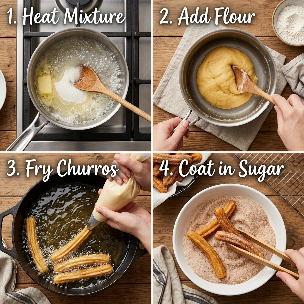 Churros with Chocolate Sauce: The Ultimate Crispy, Sweet Treat 11 Churros making instructional 202604051343