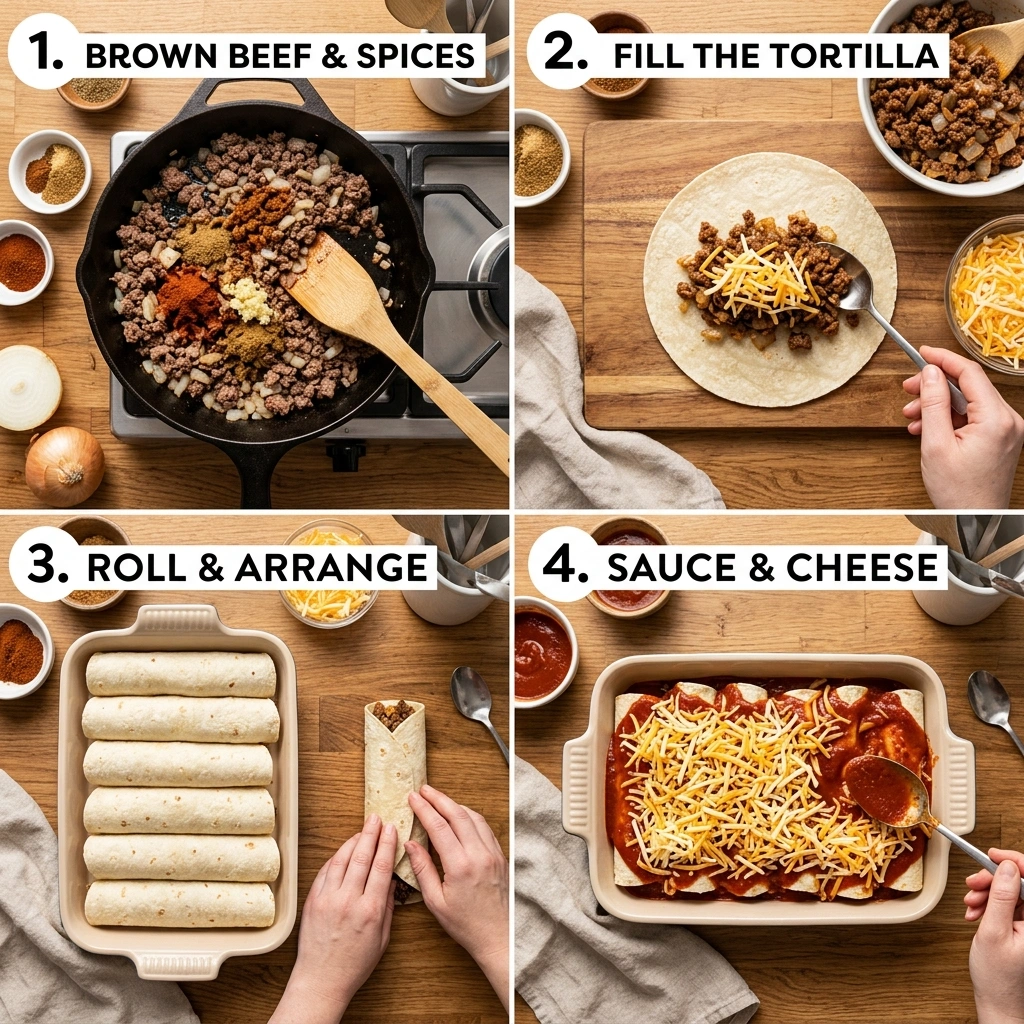 Beef Enchiladas with Red Sauce