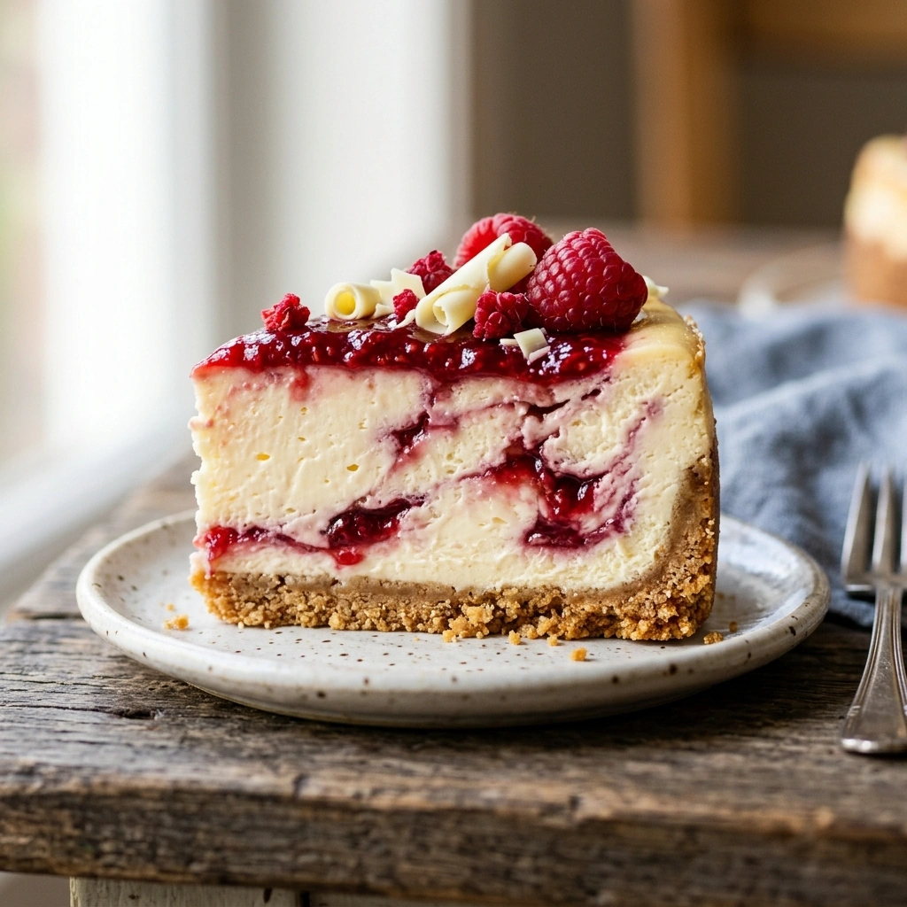 Raspberry White Chocolate Cheesecake